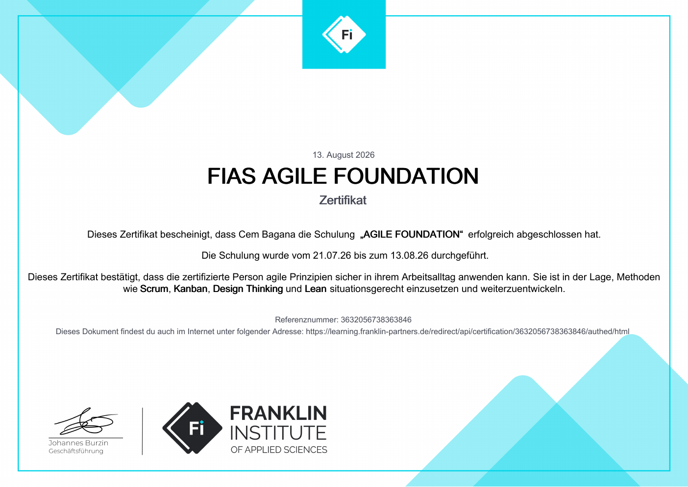 Zertifikat: FIAS Agile Foundation