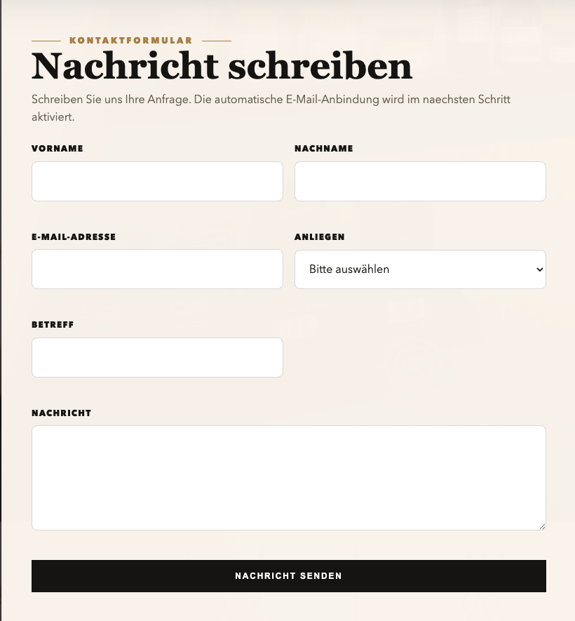 Kontaktformular der Kamm-In-Website